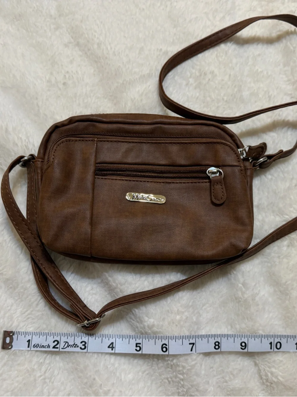 MultiSacs Brown Leatherette Crossbody Messenger Bag